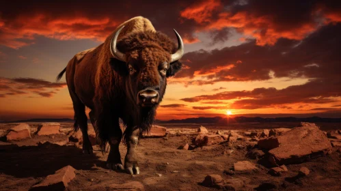 Bison at Sunset: An Artistic Depiction with Historical References