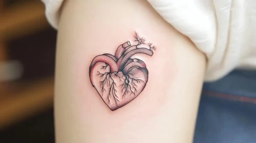 Artistic Anatomical Heart Inked on Skin
