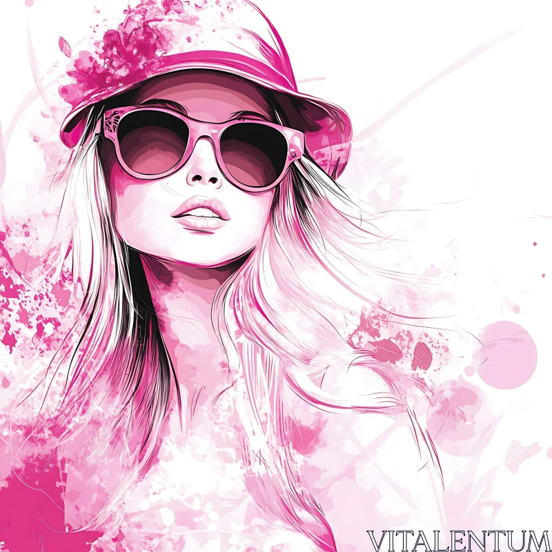 Stylish Woman in Pink Hat and Shades