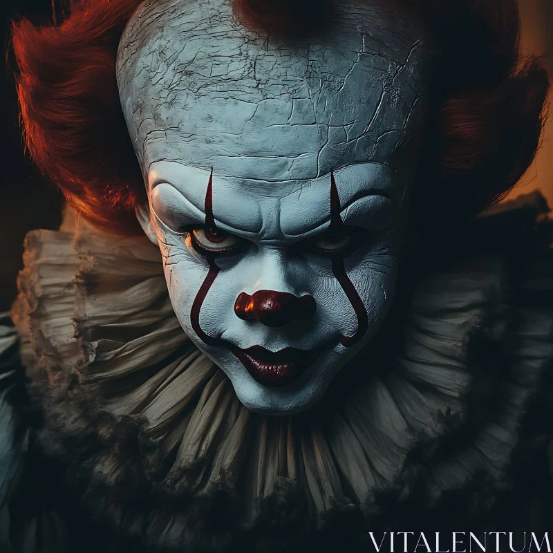 Sinister Clown with Piercing Gaze AI Image
