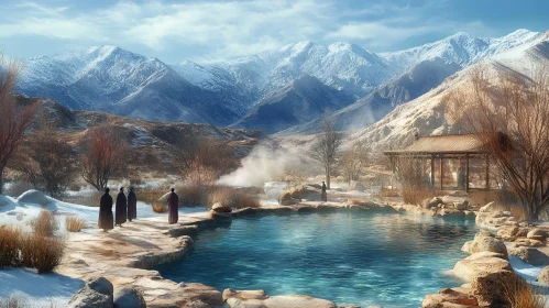 Monks by the Winter Lake