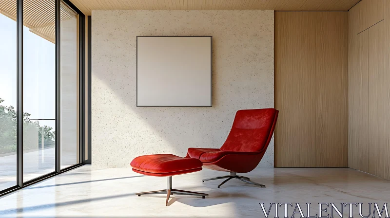 Contemporary Room with Red Accent Chair