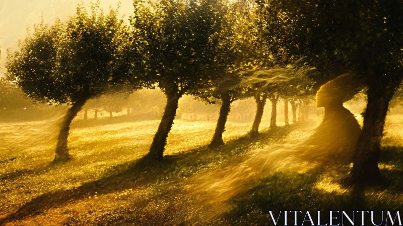 Sunlit Trees and Shadows in the Field