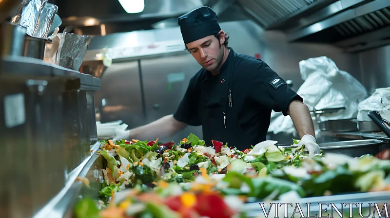 Professional Chef Making Salad AI Image