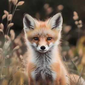 Fox in Field, Wildlife Animal Portrait