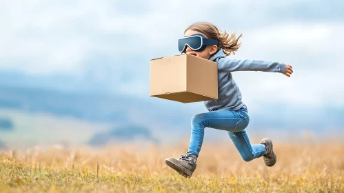 Child's Playful Delivery with VR Goggles