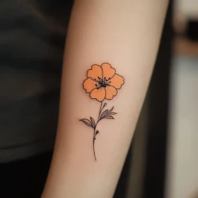 Simple Orange Flower Tattoo Design