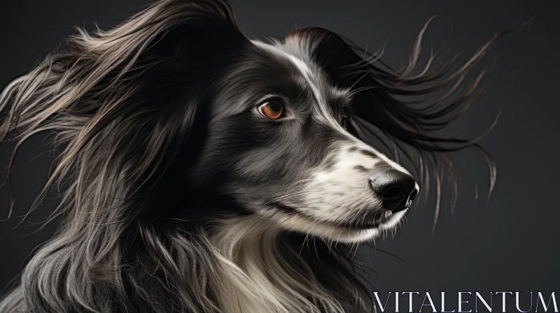 Long-haired Dog Portrait in Softbox Lighting AI Image