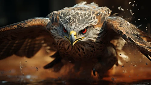 White Hawk in Flight with Water Splash - Photo-realistic Artwork