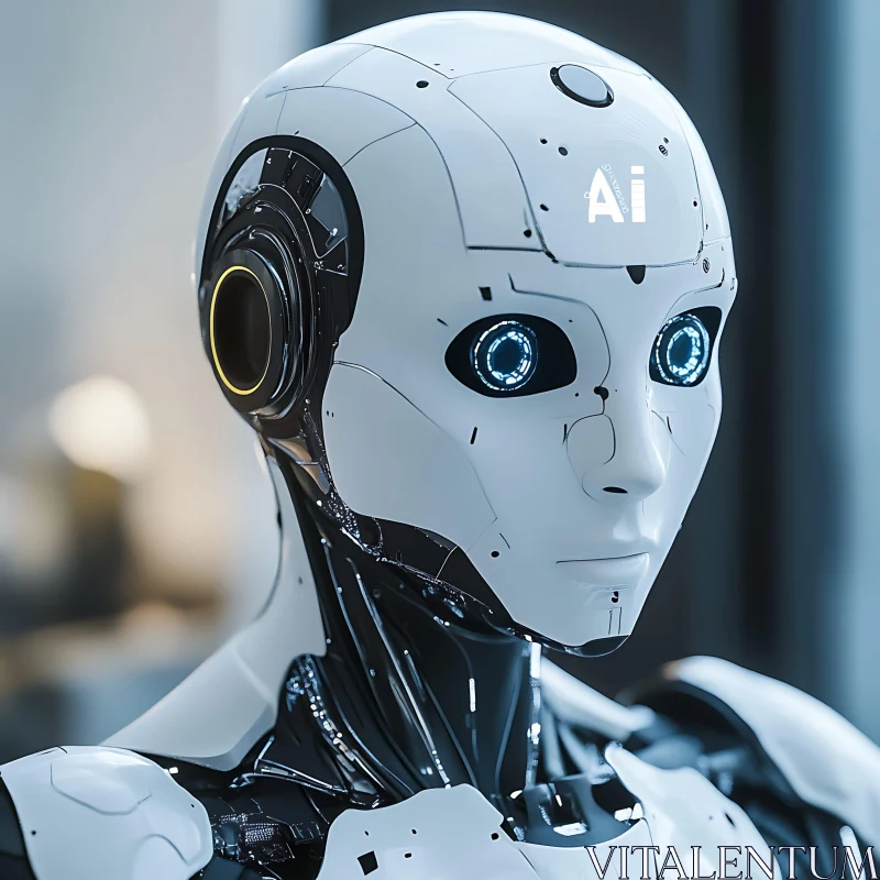 Modern AI Cyborg with Humanoid Features AI Image