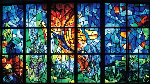 Abstract Stained Glass Mosaic Window