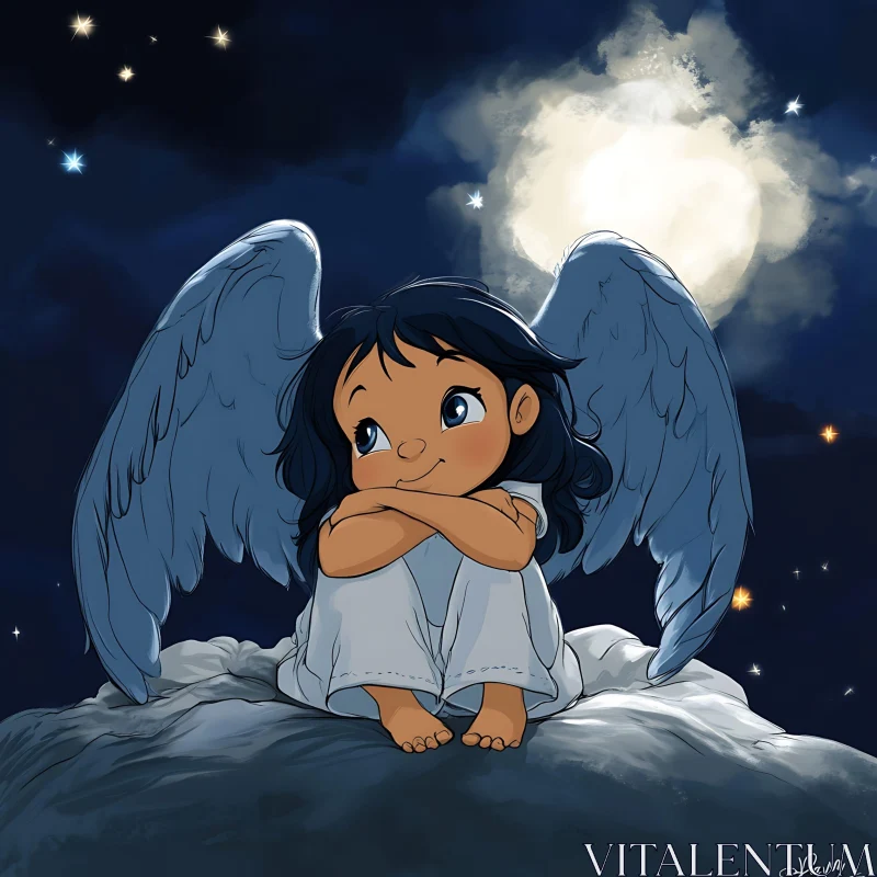 AI ART Whimsical Angel Cartoon Illustration