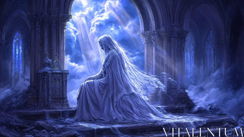 AI ART Ethereal Woman in Gothic Setting