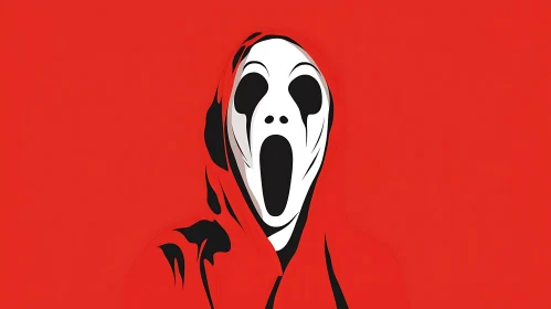 Minimalist Scream Mask on Crimson