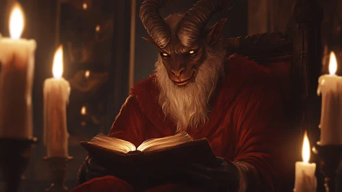 Horned Figure Reading a Book