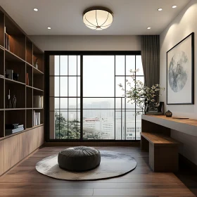 Minimalist Room with Large Window View