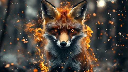 Fox in Flames: An Enigmatic Animal Portrait