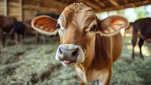 Playful Cow Sticking Tongue Out