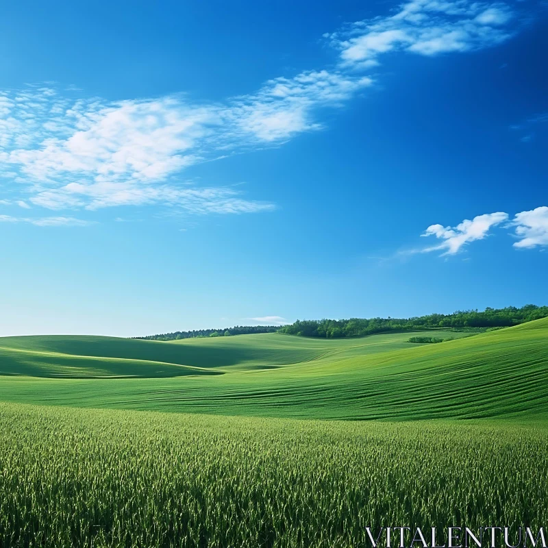 AI ART Rolling Hills Landscape with Clear Skies