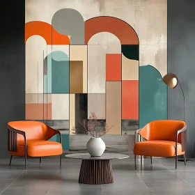 Modern Interior with Geometric Painting