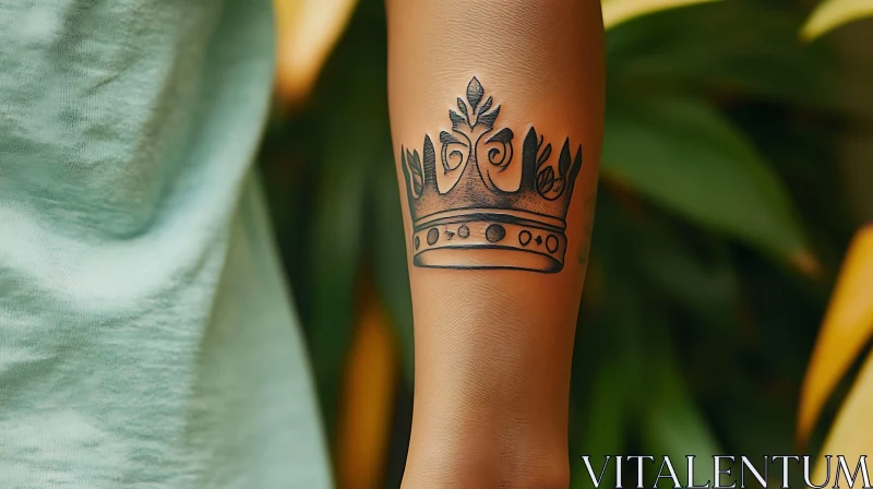 Intricate Crown Tattoo on Forearm AI Image