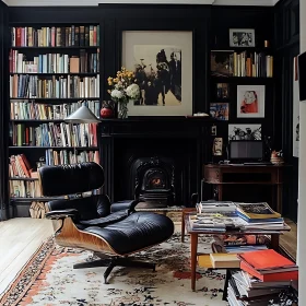 Cozy Interior with Armchair and Books