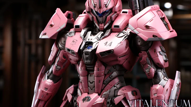 Advanced Mecha with Pink Armor in Detailed Environment AI Image