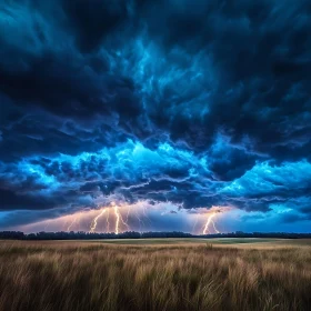 Field Under Lightning Storm