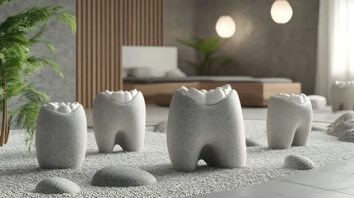 Zen Tooth Sculptures - Minimalist Home Decor