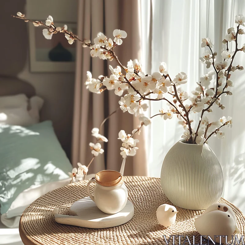 White Blossom Still Life AI Image