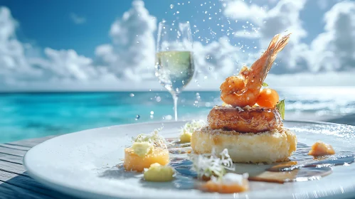 Elegant Seafood Plating with Ocean View