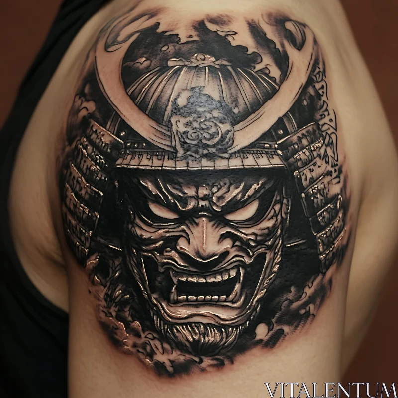 Fierce Samurai Warrior Tattoo Design AI Image