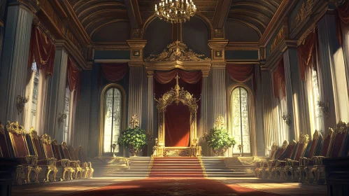 Ornate Throne Room with Golden Details