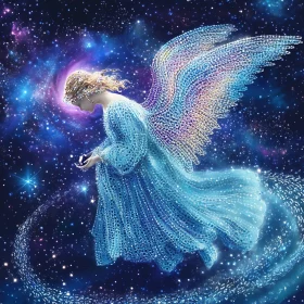 Celestial Angel with Iridescent Wings