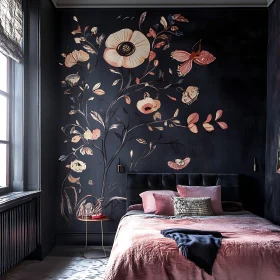 Dark Floral Bedroom Interior Design