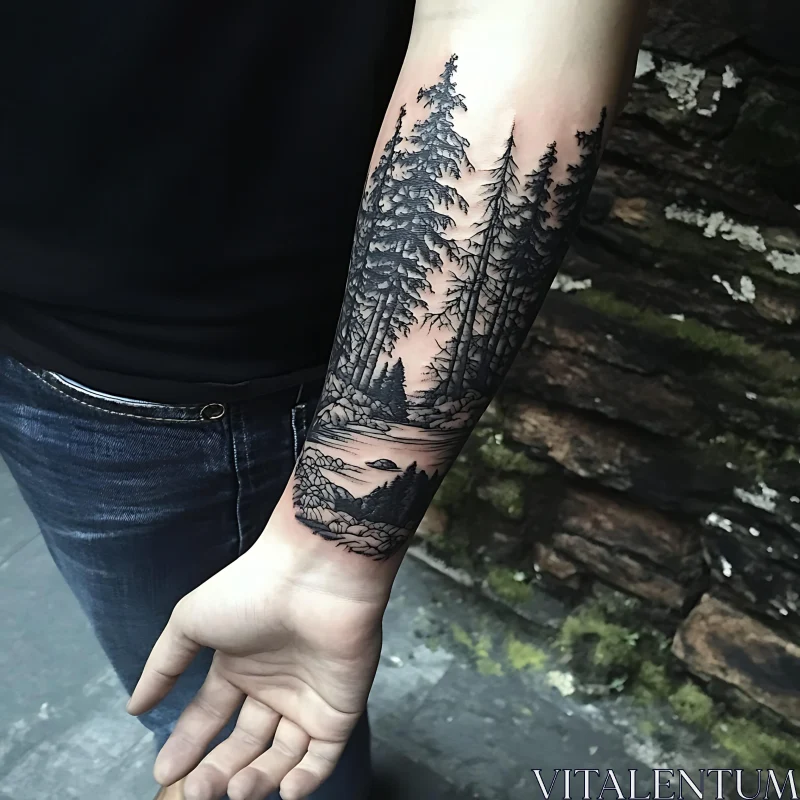 AI ART Nature-Inspired Forearm Tattoo