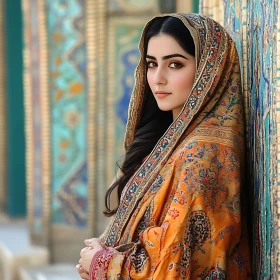 Woman Portrait with Traditional Headscarf
