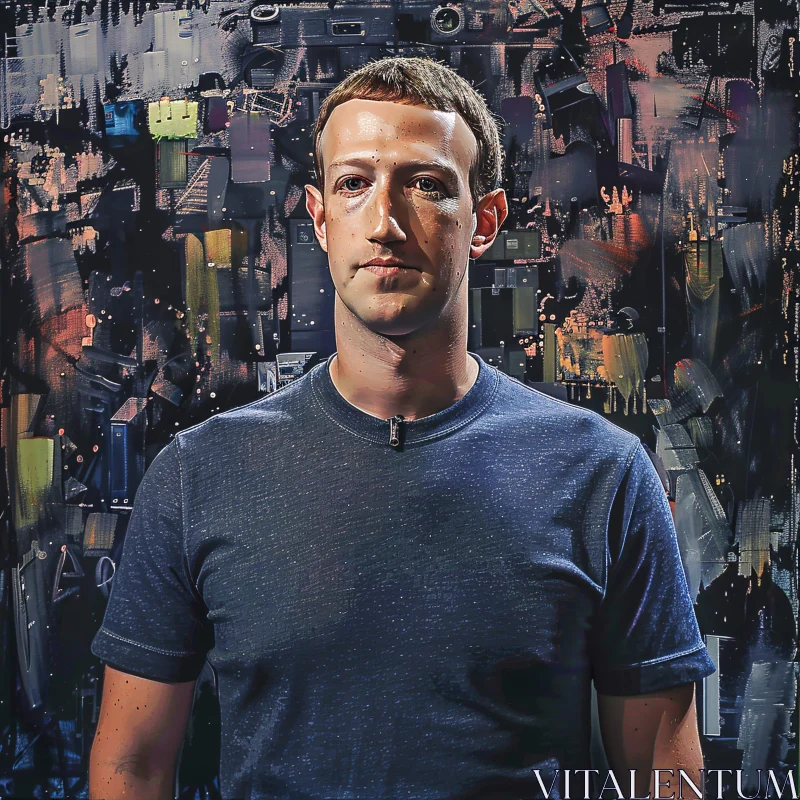 AI ART Mark Zuckerberg in an Abstract Technological Setting