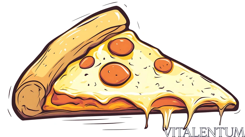 Pepperoni Cheese Pizza Slice Cartoon Image AI Image