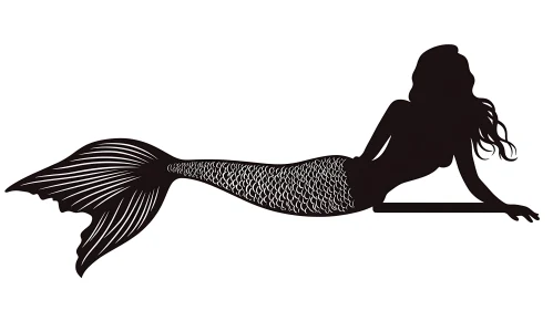 Mystic Mermaid Black Silhouette