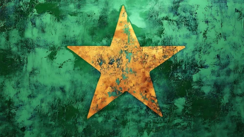 Textured Star Art on Green Background