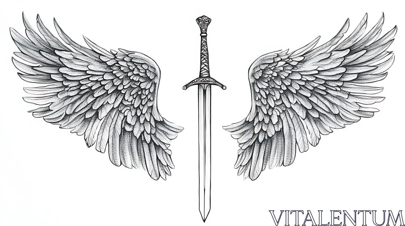 AI ART Sword and Wings Graphic Design