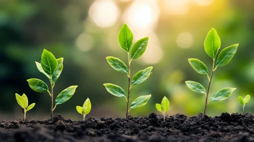 Green Seedlings Growing in Soil