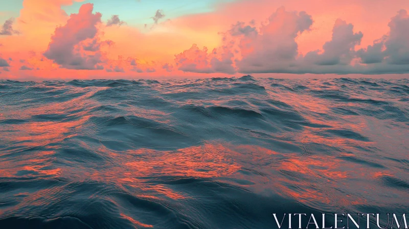 AI ART Sunset Over Ocean Waves