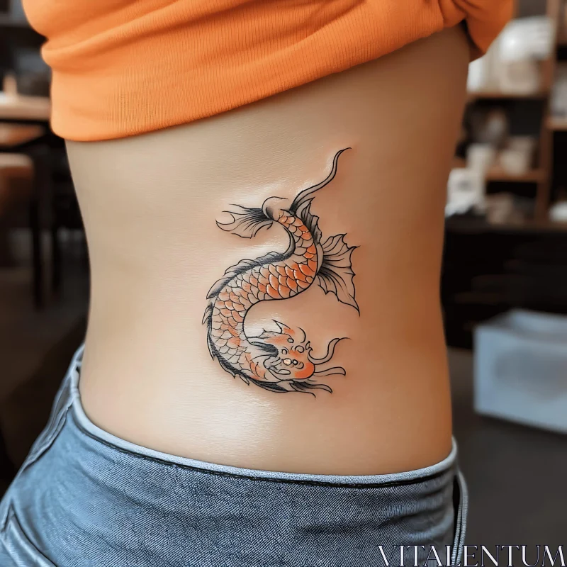 Dragon Tattoo on Side Torso AI Image