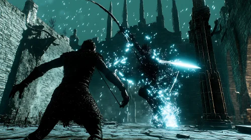 Warriors Clash in Ancient Ruins
