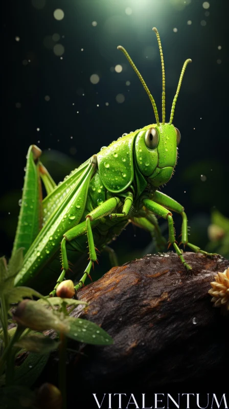 Green Grasshopper: A Zen-Inspired 3D Artwork AI Image