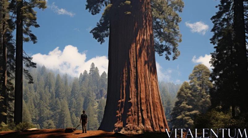 Majestic Giant Sequoia Tree - A Captivating Encounter with Nature AI Image