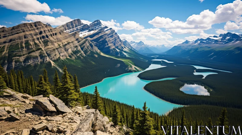 AI ART Serene Lake and Majestic Mountains in Banff National Park: A Nature-Inspired Composition