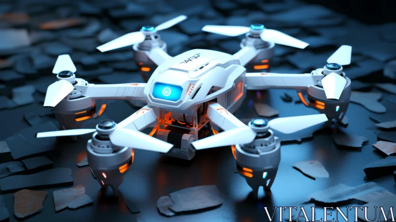 White Drone in Cyberpunk Style: Retro-Futuristic Aesthetic AI Image